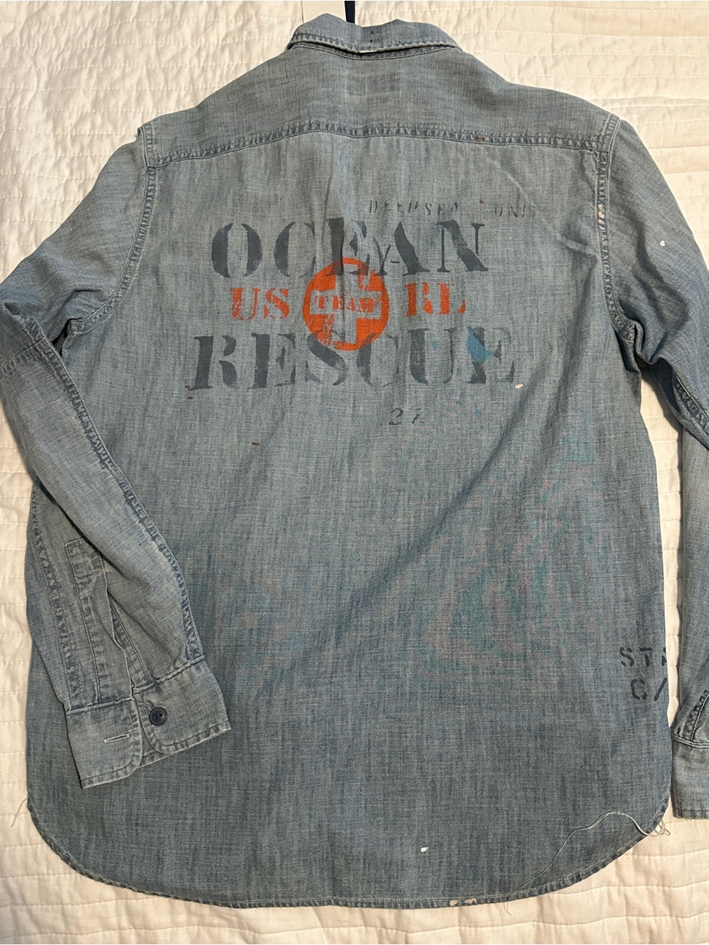 Polo Ralph Lauren Distressed Denim Button-Down Shirt - Picture 9 of 10